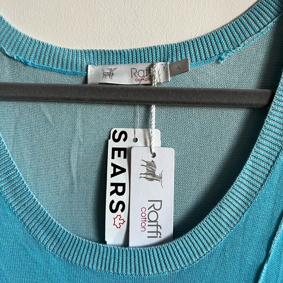 NWT RAFFI Cotton Sears Turquoise High Low Long Maxi Sleeveless Stretchy Dress - Picture 3 of 10